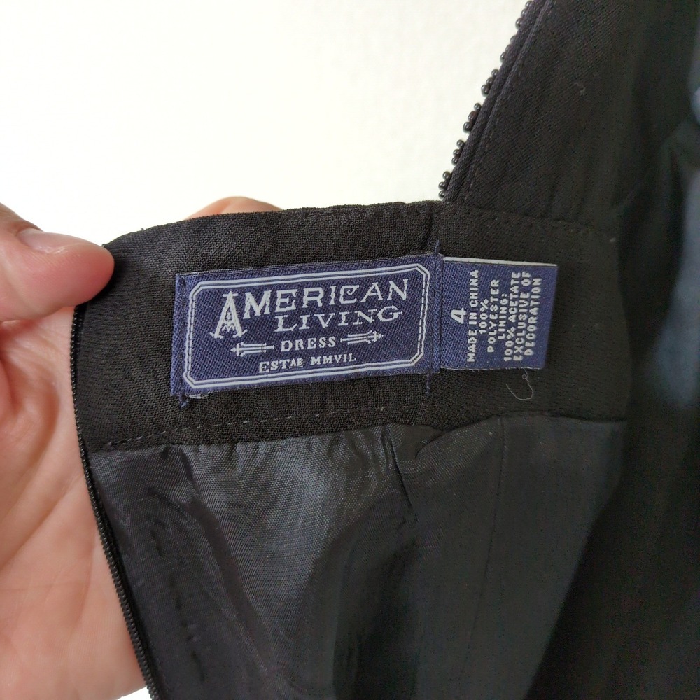 American Living LBD Metropolitan Sheath Dress Size 4 Black Beaded Cocktail - Picture 9 of 10